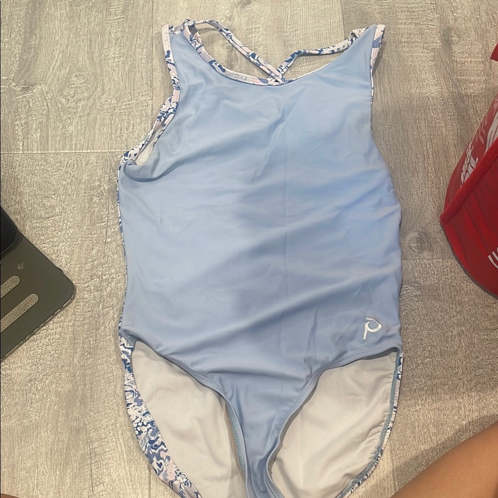 Plum gymnastics leotard + scrunchie